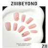 Fałszywe paznokcie Ziibeyond Cherry Blossom Dream Paznokcie ręcznie robione w bajkowym różowym lśniącym diamentowym krótkim drabinie ZB34 Drop dostawa Ottgb