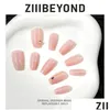 Unhas Falsas Ziiibeyond Cherry Blossom Dream Nail Art Handmade Vestindo Fada Rosa Brilhante Diamante Escada Curta Menina ZB34 Drop Delivery Ottgb