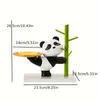 Figurine decorative Serie creativa Panda Portaoggetti per chiavi in bambù Decorazioni per la casa Decorazioni per il soggiorno Scatola per fazzoletti con vassoio regalo carino