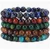 Beaded 8Mm Natural Stone Handmade Strands Charm Bracelets 5Pcs Set Party Club Yoga Sports Jewelry For Men Women Drop Delivery Dhwl6