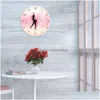 Horloges murales Horloges Mur Ballet Danseur avec Chiffres Arabes Fille Chambre Décor Princesse Rose Horloge Danse Art Ballerine Jambe Mobile Dro Dhnzz