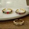 Anelli a grappolo ACQUISTA Matrimonio dal design aperto color oro per donne eleganti Zirconi colorati CZ con pavé di gioielli di fidanzamento femminili