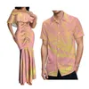 Party Dresses Women Polynesian Sexy Fishtail Dress Samoa Tribal Style Men Shirt Pink Couple Fashion Match Customized Banquet Gowns