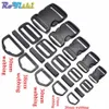 10 sets lot 20mm 25mm 30mm 38mm 50mm Plastic Slider Adjustable D Rings Belt Loop Curved Side Release Buckles For Paracord1837