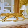 Moderne abstracte gouden panter sculptuur geometrische hars luipaard standbeeld wildlife decor cadeau ambachtelijke ornament accessoires inrichting 20288e