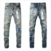 jeans violet tissus élastiques designer pour hommes de haute qualité mode style cool pantalon en détresse motard déchiré coupe slim Regular A1 931B