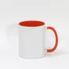 Tasses à café colorées intérieures par sublimation de 11oz, entrepôt américain, tasses en céramique nacrée avec poignée colorée, cups326i