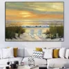 絵画サンセットサンディビーチのポスターとプリント海の風景キャンバスペインティングウォールアート写真リビングルームの沿岸装飾no F275o