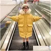 Down Coat Girls Padded Cotton Jacket Children Mid-Length Warm Fashion Big Fur Collar Snow Clothing For Kids Tz794 Drop Delivery Baby M Otpdx