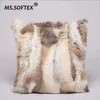 MS Softex Pelliccia naturale Federa Patchwork Vera pelliccia di coniglio Copertura del cuscino Morbido peluche Fodera per cuscino Decorazione della casa T200601337b