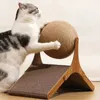 Cat Grabbing Board Wooden Cat Climbing Frame Vertical Scratch Resistant Cat Toy Rotating Sisal Rope Cat Grabbing Ball Cat Tower 240227