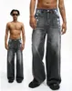 Men's Jeans 2024 National Trend Washed Distressed Straight Loose Casual Trousers Versatile Korean Style Wide Leg Pants