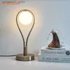 Lamps Shades Nordic LED Glass Ball Brass Table Lamp Modern bedroom Living Room Study bedside Hotel Home Decor Desk Lamp Push switch L240311