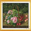 Fruitmand bloemen Cherry home decor schilderijen Handgemaakte Kruissteek Borduren Handwerken sets geteld print op canvas DMC 14C259U