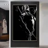 絵画黒と白のヌードカップルキャンバス絵画