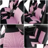 Car Seat Covers New Breathable Car Seat Ers Fl Set Tyre Track Embossed Suit For Truck Suv Van Durable Polyester Material Drop Delivery Dhy2A