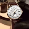 Horloges 2024 Heren Kalenderhorloge Vrije tijd en modieuze lederen band Quartz Luxe geschenkhorloge Drop