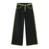 Jeans para hombres Marca de moda Pierna recta Color original Cuervo Negro Otoño Pantalones de pierna ancha Diseño de nicho suelto y versátil