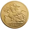 Storbritannien Rare 1907 British Coin King Edward VII 1 Sovereign Matt 24-K Gold Plated Copy Coins 169o