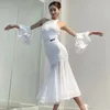 Scene Wear Red White Ballroom Dance Performance Dresses Women Latin Competition Dress Vuxna Samba Rumba Modern Costume SL9808