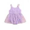 Girls Dresses Girl Baby Summer Romper Dress Sleeve Tle Bodysuit Butterfly Embroidered Jumpsuit Tutu Drop Delivery Kids Maternity Cloth Ot0Hy
