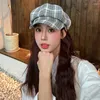 BERETS SBOY Cap Hat Women Spring Autumn Painter Beret retrò Plaid Casquette Gorros Cappelli per