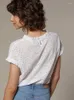 Kvinnors blusar Kvinnors skjorta 2024 Summer Cotton Stand Collar Ruffled Floral Embroidery Hollow Loose Short Sleeved