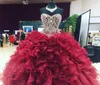 2019 New Sexy Sweetheart Crystal Ball Gown Quinceanera Dresses Organza Plus Sweet 16 Dresses Debutante 15 년 형식 파티 D2605131