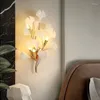 Lámpara de pared Dormitorio Mesita de noche Arte creativo Hoja de Ginkgo Fondo de sala de estar Luz LED Lámparas de pasillo de lujo