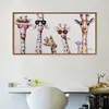 Özet sevimli çizgi film zürafalar duvar sanat dekor tuval boyama poster baskı tuval sanat resimleri çocuklar için yatak odası ev dekor277s