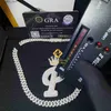 Hanger Kettingen Aangepaste Luxe Sieraden 2in 925 Sterling Zilver Iced Out Vvs1 Moissanite Diamant Letter Initial k p Naam Hanger Ketting Mannen L240311