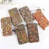 DHL60pcs Cell Phone Pouches Retro Cork Flower National Printing Mulifunctional Phone Long Wallets Mix Style