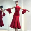 Scene Wear Red White Ballroom Dance Performance Dresses Women Latin Competition Dress Vuxna Samba Rumba Modern Costume SL9808