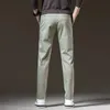 Printemps hommes mince pantalons décontractés élastique coton lisse respirant mode coréenne affaires travail pantalon noir kaki vert 240305