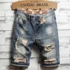 Summer Blue Ripped Jeans Shorts Mens Fashion Casual Denim Shorts Large Size 28-36 38 40 Male Slacks 240227