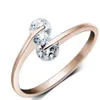 Посеребренное медное корейское швейцарское бриллиантовое кольцо с двойным бриллиантом Нефиксированное летающее кольцо Простое женское кольцо с открывающимся индивидуальным кольцом с платиновым покрытием