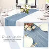 2510pcs bawełniany guza biegacz stolik Dusty Blue Wedding Wedding Tablecloth Cover do korespondencji Festiwalu Dekorowanie domu 240307