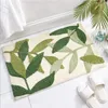 Tapis de bain floqué vert feuilles tapis de salle de bain en microfibre absorbant antidérapant tapis de porte d'entrée à la maison tapis de bain Super doux Tapijt 240226