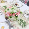 90CM Artificial flower conference table flower row rose lily hydrangea leaf wedding party decor table centerpieces flower runner Q251l