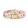 Hundhalsar Springrosa blommig krage Girly Bow med matchande koppel graverad ID