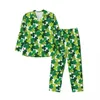 Men's Sleepwear Pajamas Man Shamrock Pattern Night St. Patrick's Day 2 Piece Casual Pajama Sets Long-Sleeve Warm Oversized Home Suit