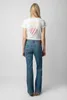 T-shirt à manches courtes et col en U pour femme, en coton, avec lettres imprimées Apple Love, Niche française, printemps, 2024