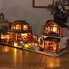 Diy casa de boneca de madeira kit miniatura com móveis casa japonesa casa de bonecas montada brinquedos para meninas presentes de natal 240304