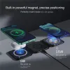 3 I 1 Magnetic Wireless Charger Pad Stand Foldbar för iPhone 15 14 13 12 Apple Watch AirPods MacSafe Fast Charging Dock