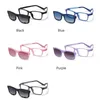 2023 Rectangle Kids Clip Sunglasses 38 Girls Boys Optical Glasses Lenses Flexible Silicone Detachable Frame Accessories 240226