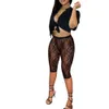 قطعة من القطعة للسيدات بطبعة جديدة 2024 الموضة الصيفية و Sexy Mesh Mesh Nightclub Style Set من قطعتين