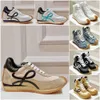 Flow Sneaker Luxe Designer Heren Dames Vrije tijd Klassiekers Hardloopschoenen Mode kalfsleer Suède Nylon Sneaker Slijtvaste zool Outdoor Training Schoenen