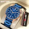 Horloges Sanda 2024 Heren Horloges Top Chronograaf Quartz Horloge Waterdicht Sport Mannen Roestvrij Staal Mannelijke Klok