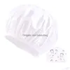 Gorro / Gorros de calavera Color sólido Impermeable Satén Baño Sombrero Gorro para mujeres Hombres Trabajo elástico Cuidado del cabello Decoración Accesorios de moda Drop del DHDFV