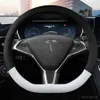 Microfiber Leather Car Steering Wheel Cover 38cm for Tesla All Models 3 S Y X Auto Interior Accessories styling Y1129307I